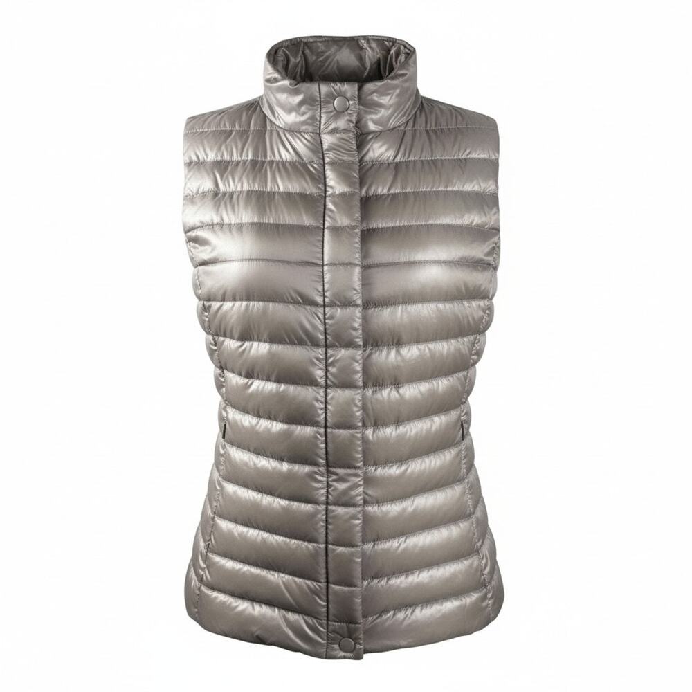 Herno Iconico Metallic Down Puffer Vest Italy Size 42 (M) Lightweight Luxury